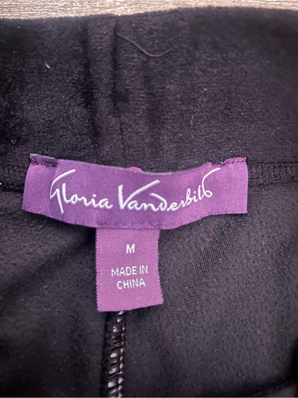 Gloria Vanderbilt Black Velvet Lounge Pants with Purple Label - Picture 2 of 2